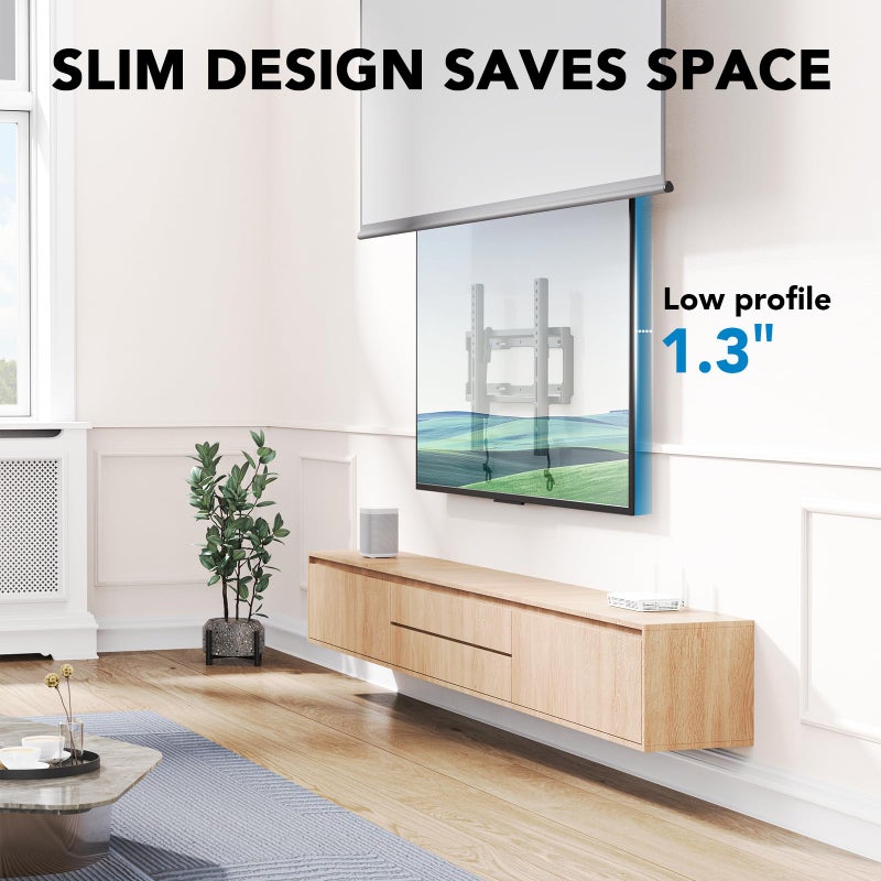 Pipishell Tilt TV Wall Mount Bracket Low Profile for Most 23-55 Inch LED LCD OLED 4K Flat Curved TVs up to 99lbs Max VESA 400x400mm, 8Â° Tilting for Anti-Glaring, Fits 8-16 inch Wood Stud - Image 5